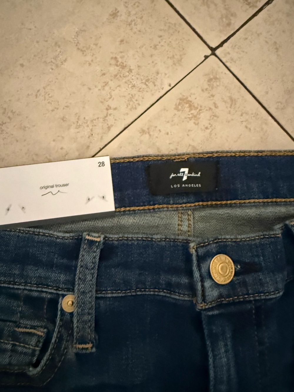 7 For All Mankind Dark Indigo Jeans with Gold Hardware - Picture 5 of 8